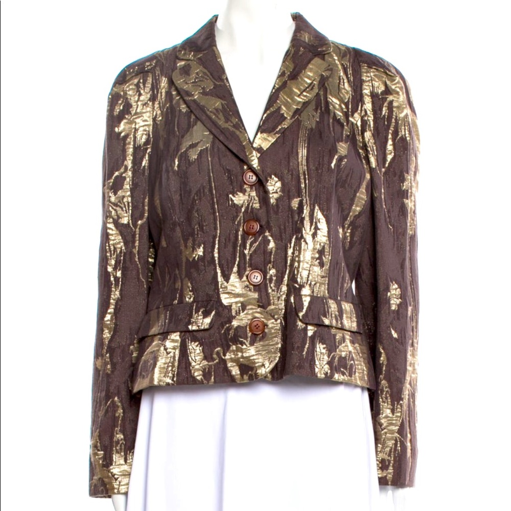 Christian Lacroix gold & plum evening jacket. US size 12, FR size 44 (slim fit)